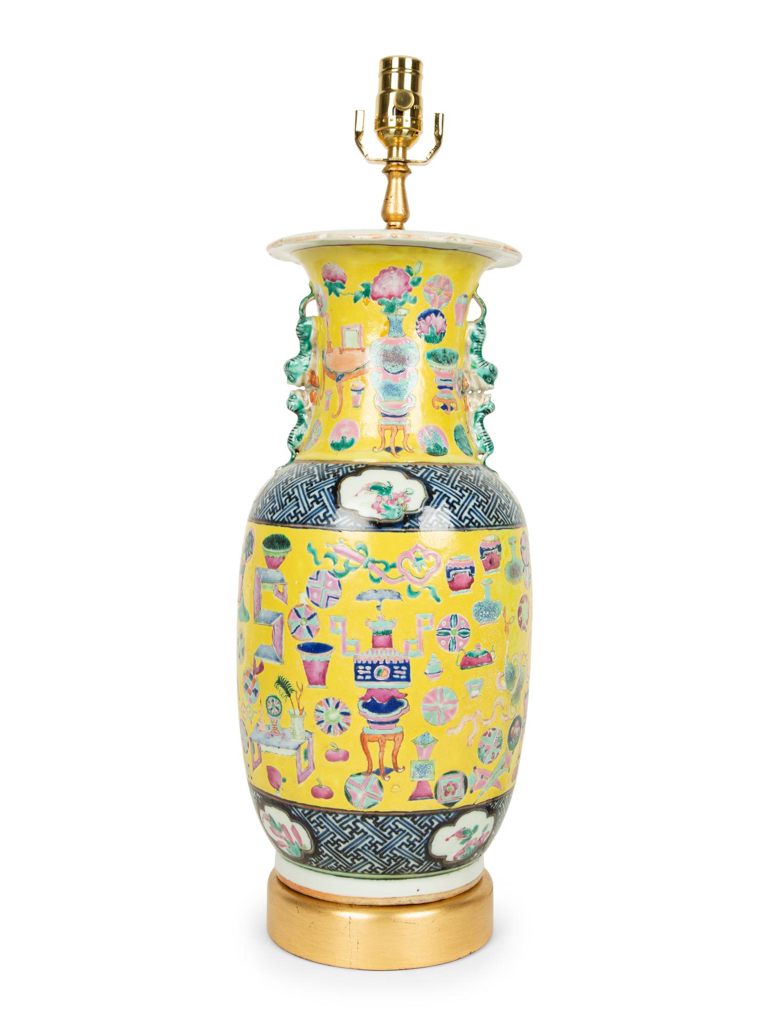 A Chinese Export Porcelain Vase Mounted as a Lamp