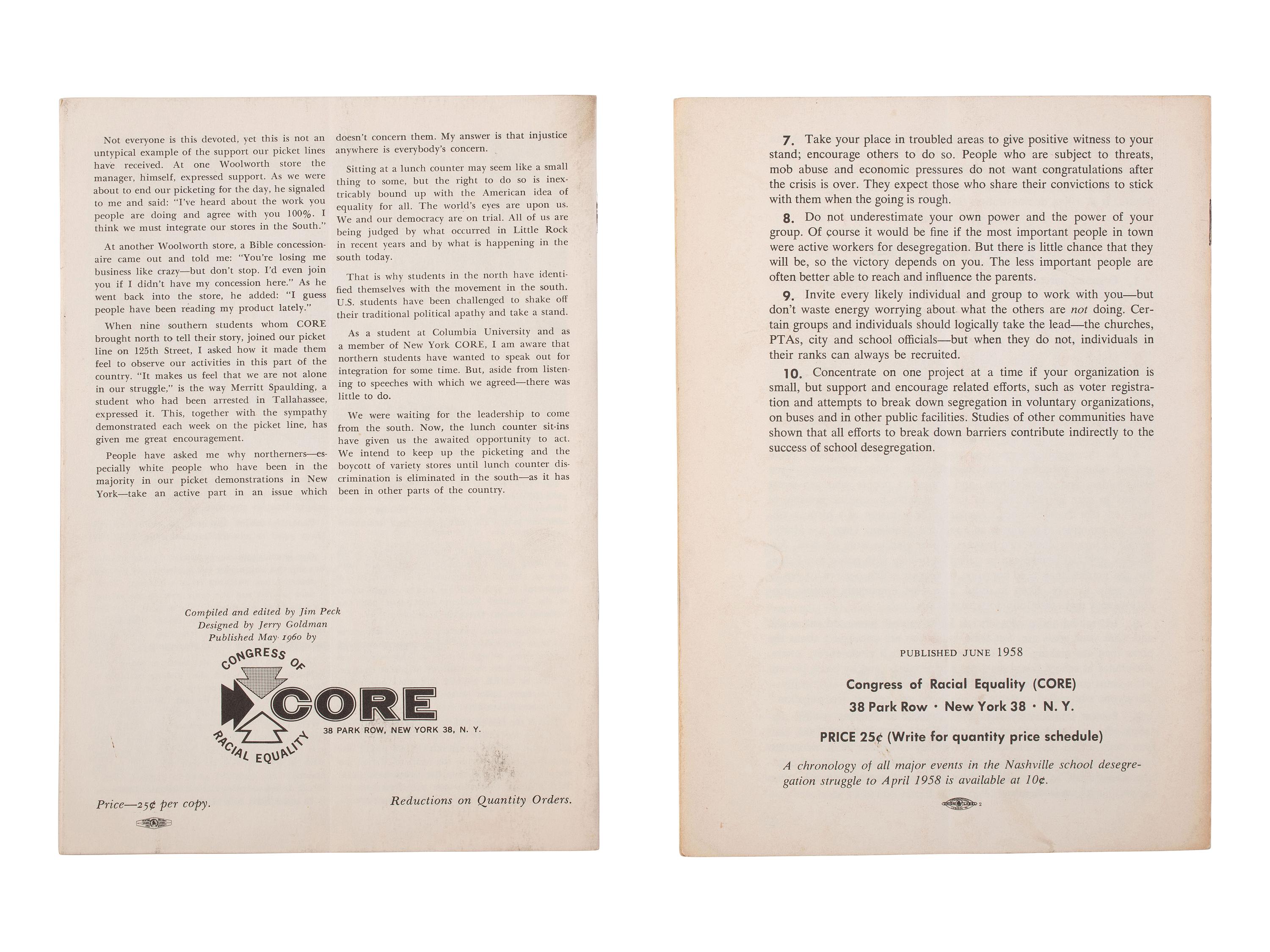 [CIVIL RIGHTS]. A group of 4 pamphlets related to the fight against segregation and racial inequality, comprising: