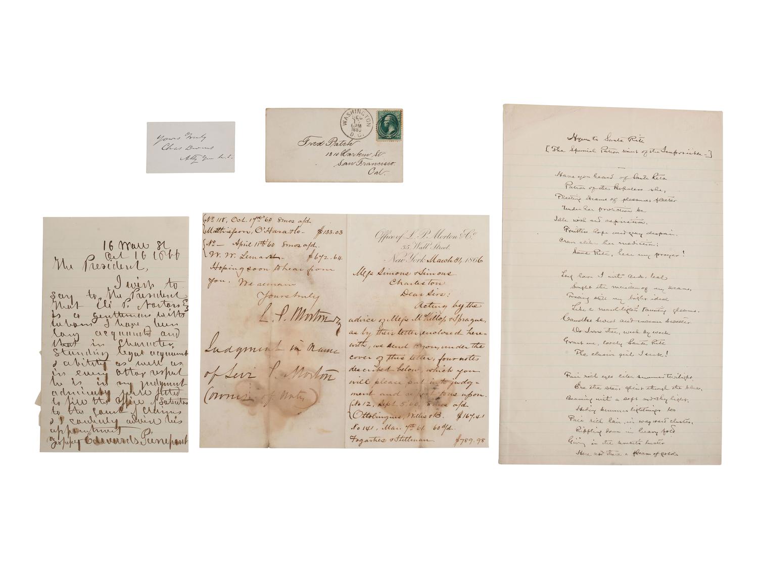 [AUTOGRAPHS]. Signatures of 19th-century American military and political figures.