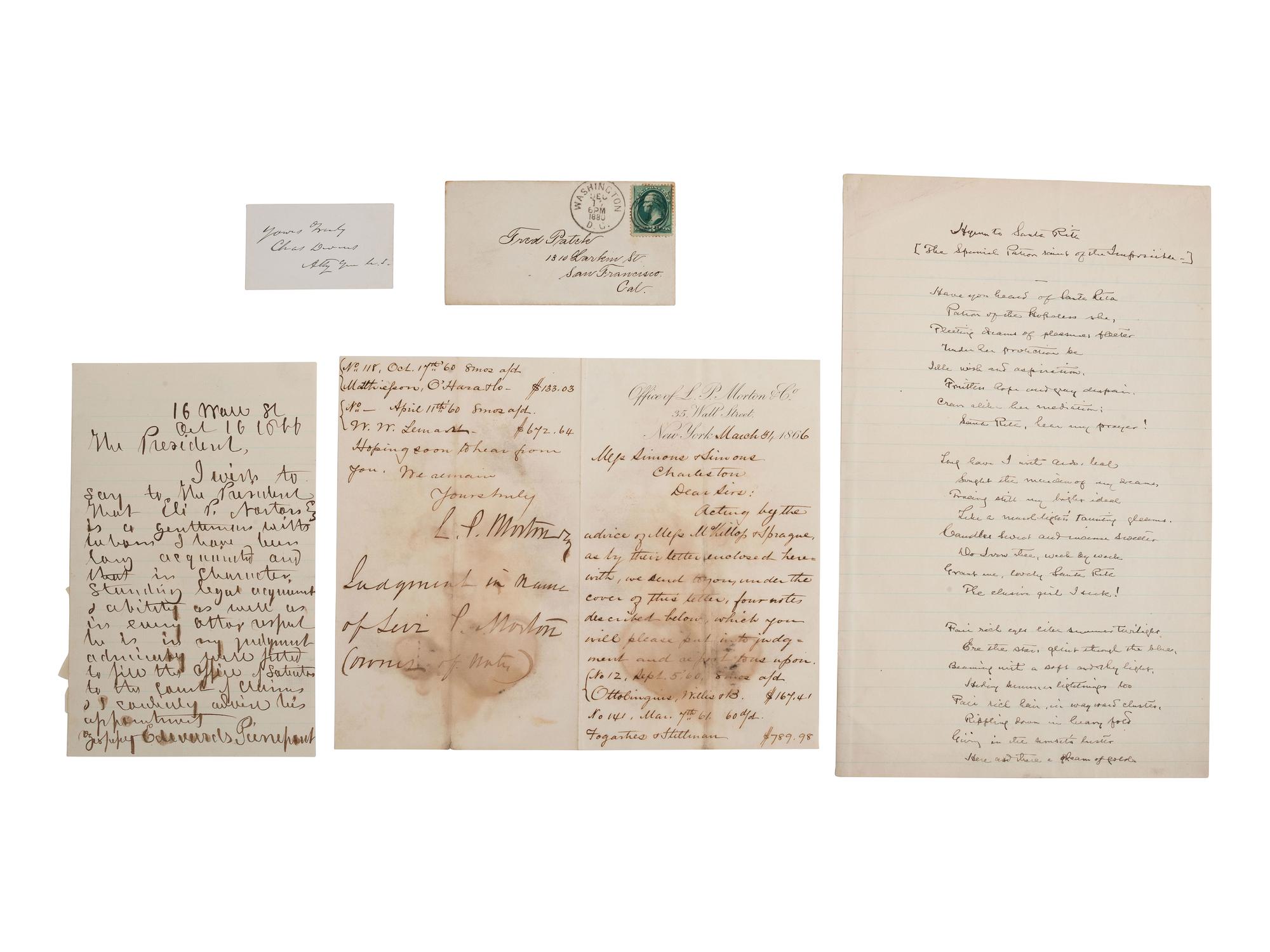[AUTOGRAPHS]. Signatures of 19th-century American military and political figures.