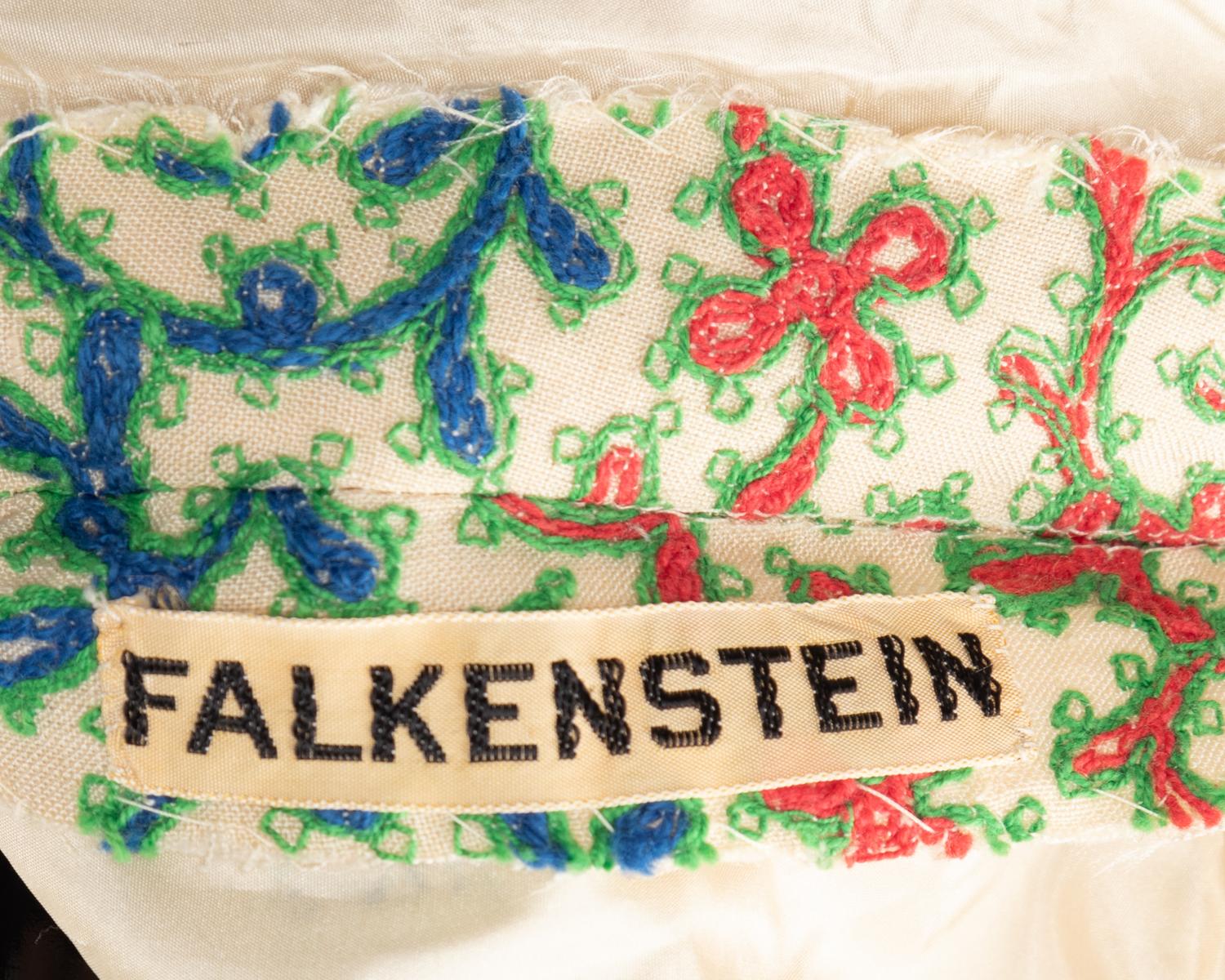 Falkenstein Embroidered Linen Sheath Dress, ca. 1955