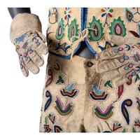 Apsáalooke (Crow) Beaded Hide Vest, Gauntlets, Pants, and Moccasins