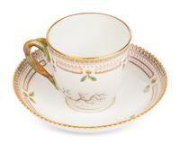 A Set of Twenty-Nine Royal Copenhagen Flora Danica Porcelain Cups and Saucers