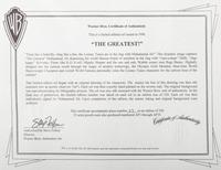 A Muhammad Ali Signed Autograph "The Greatest" Warner Brothers Limited Edition Animation Cel,
