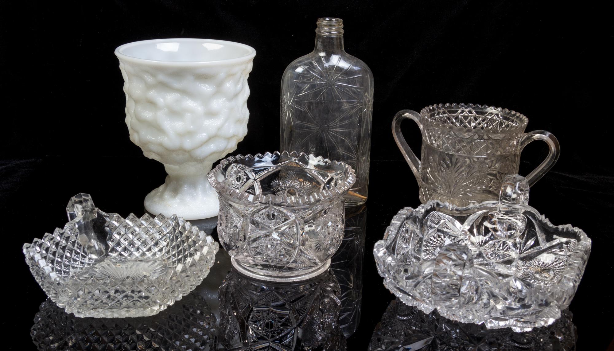 A Collection of American Glass Articles Height of tallest 8 1/4 inches.