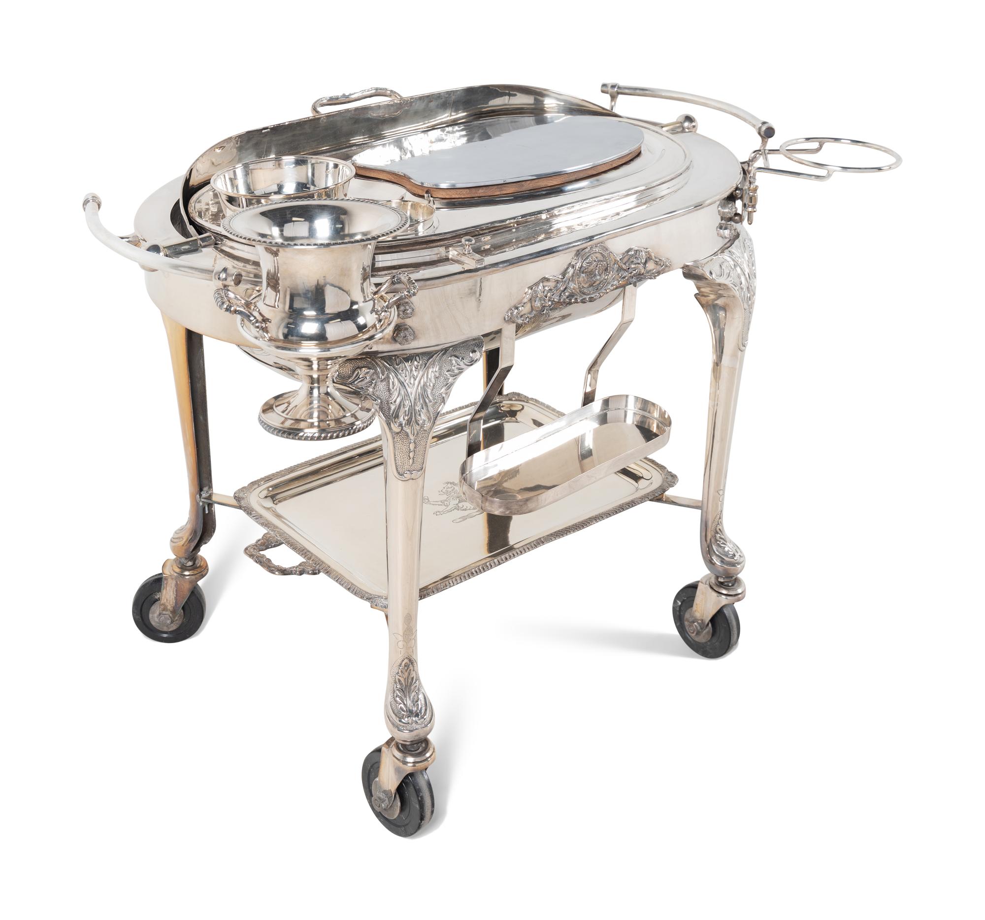 A French Silver-Plate Roast Trolley