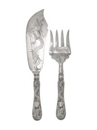 A Set of Chinese Export Silver Fish Fork and Knife