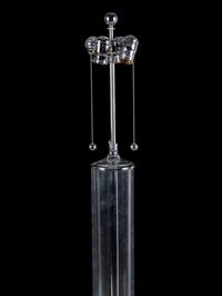A Contemporary Acrylic and Chrome Floor Lamp with Custom Shade
