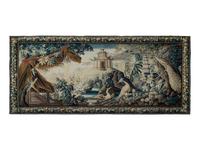 A Continental Wool Tapestry Depicting Exotic Birds in a Landscape with a Pagoda — 17TH/18TH CENTURY