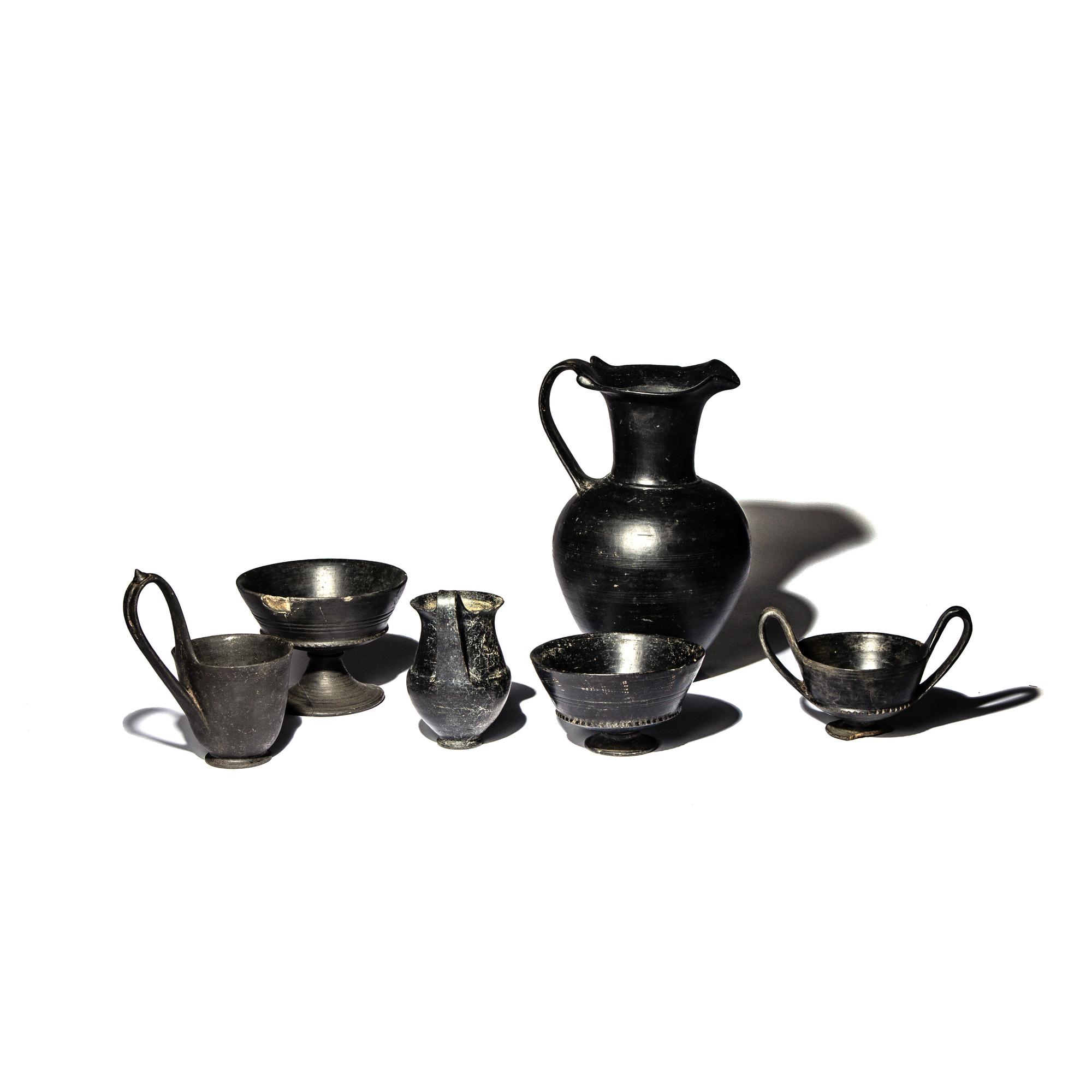 Six Etruscan Bucchero Vessels