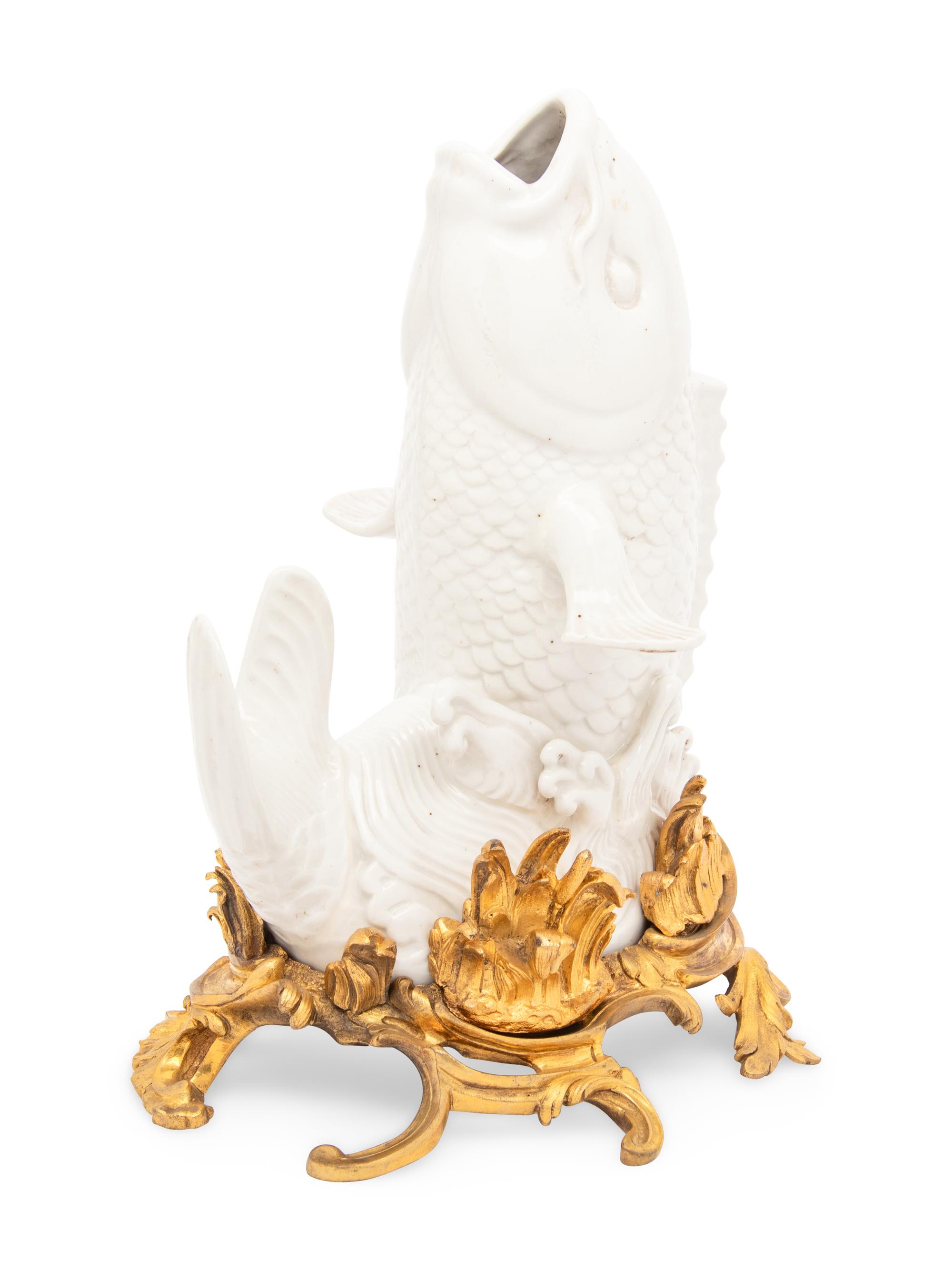 A Gilt Bronze Mounted Japanese Porcelain Model of Carp