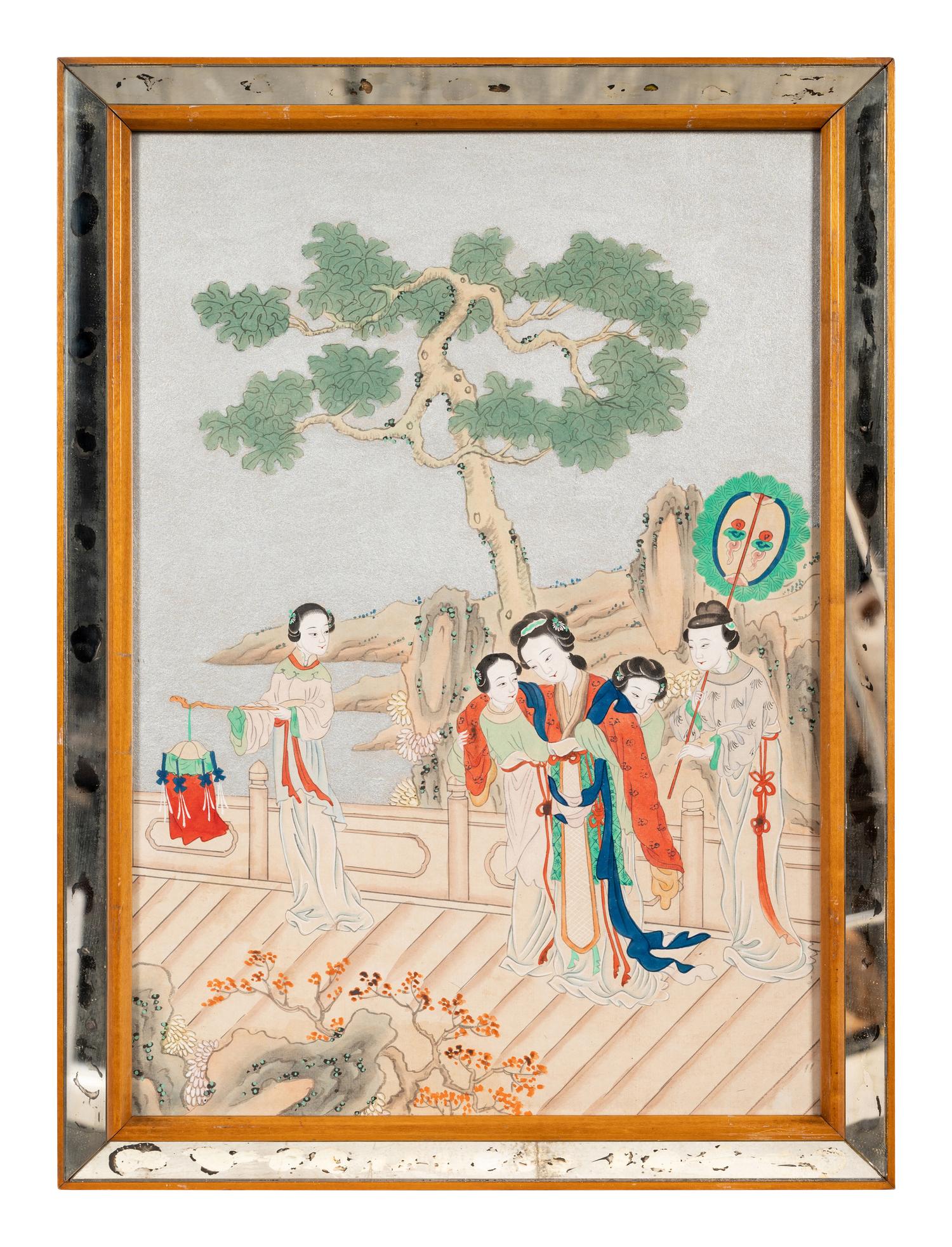 Two Chinese Ink and Color on Paper Paintings Depicting Ladies