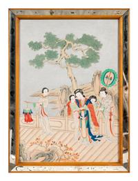 Two Chinese Ink and Color on Paper Paintings Depicting Ladies