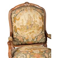 A Suite of Louis XV-Style Carved Walnut Needlework Upholstered Seating Furniture