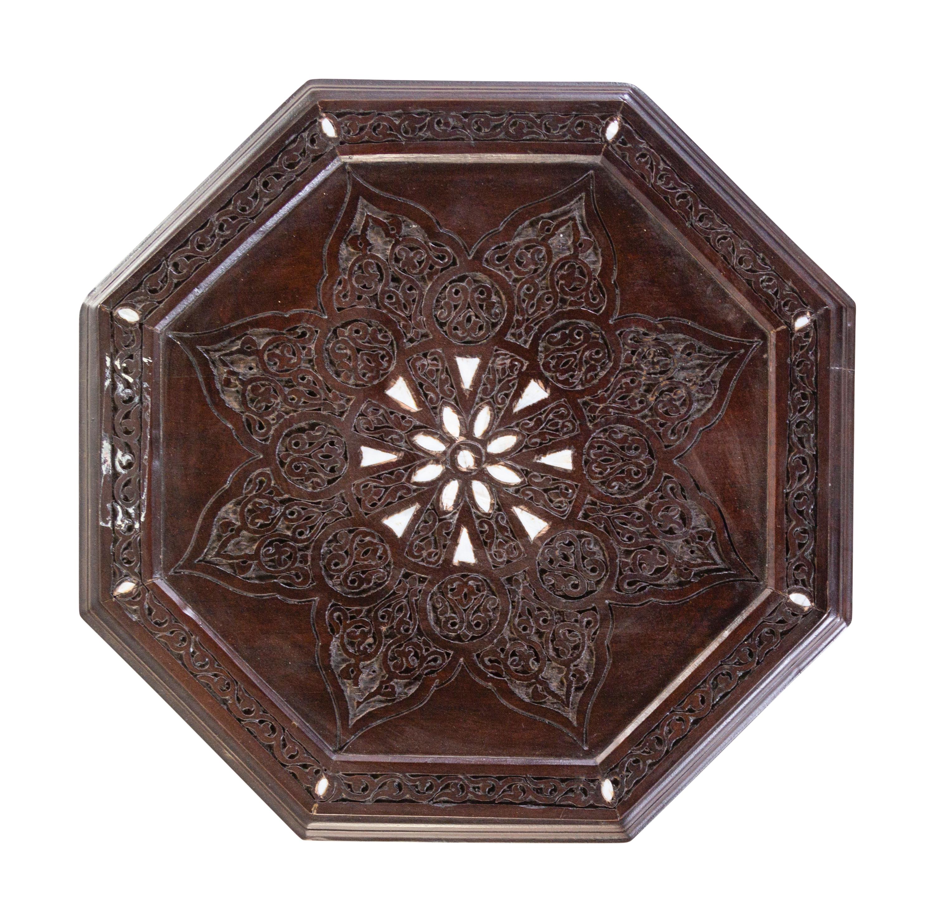 A Pair of Syrian Mother-of-Pearl Inlaid Walnut Side Tables