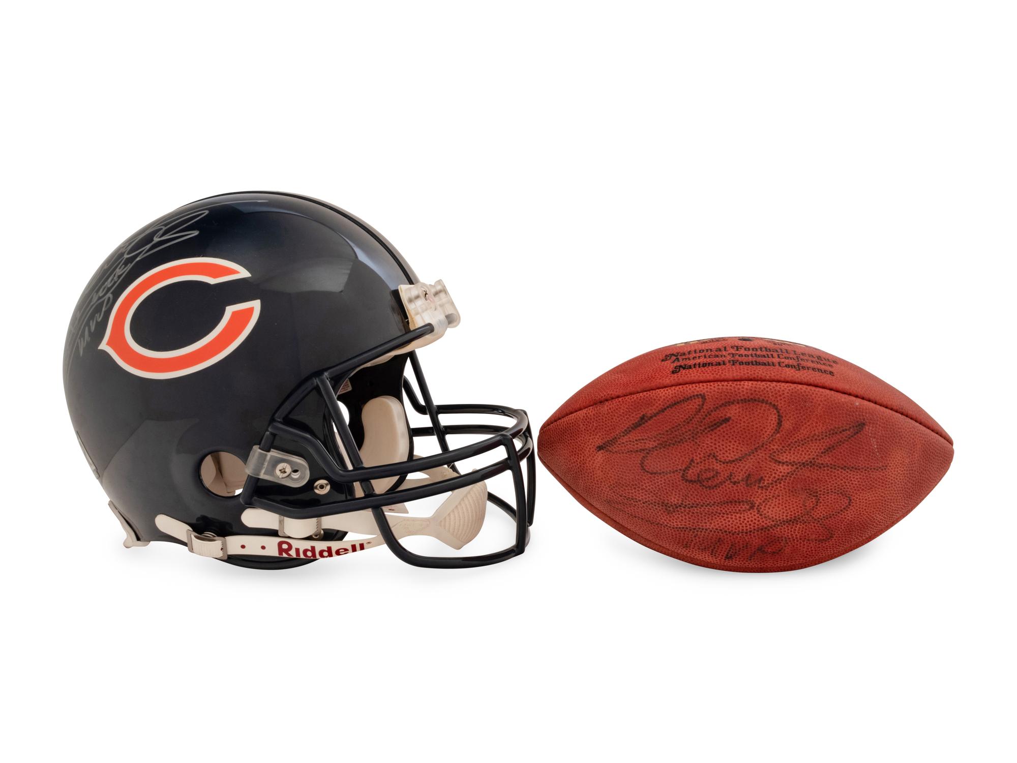 A Richard Dent Signed Autograph Riddell Chicago Bears Full Size Helmet and Wilson NFL Football (Beckett Authentication Services BAS Certified),