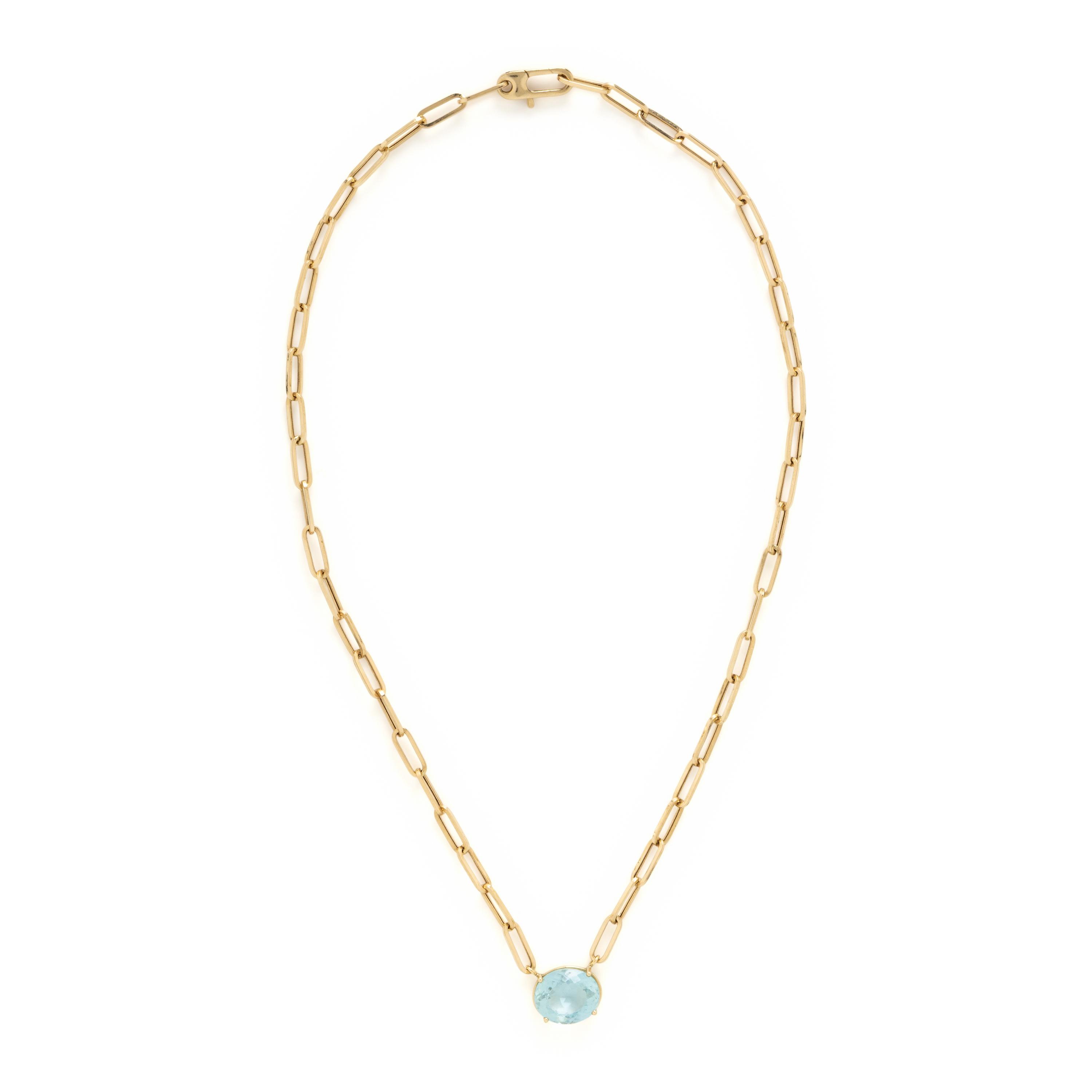 Yellow Gold and Aquamarine Necklace