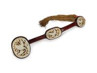 A Chinese Hardwood and Carved Jade Ruyi Sceptre