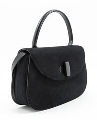 A Gucci Black Suede Flap Handbag, 11" x 7" x 2.5"; Handle drop: 4.5".