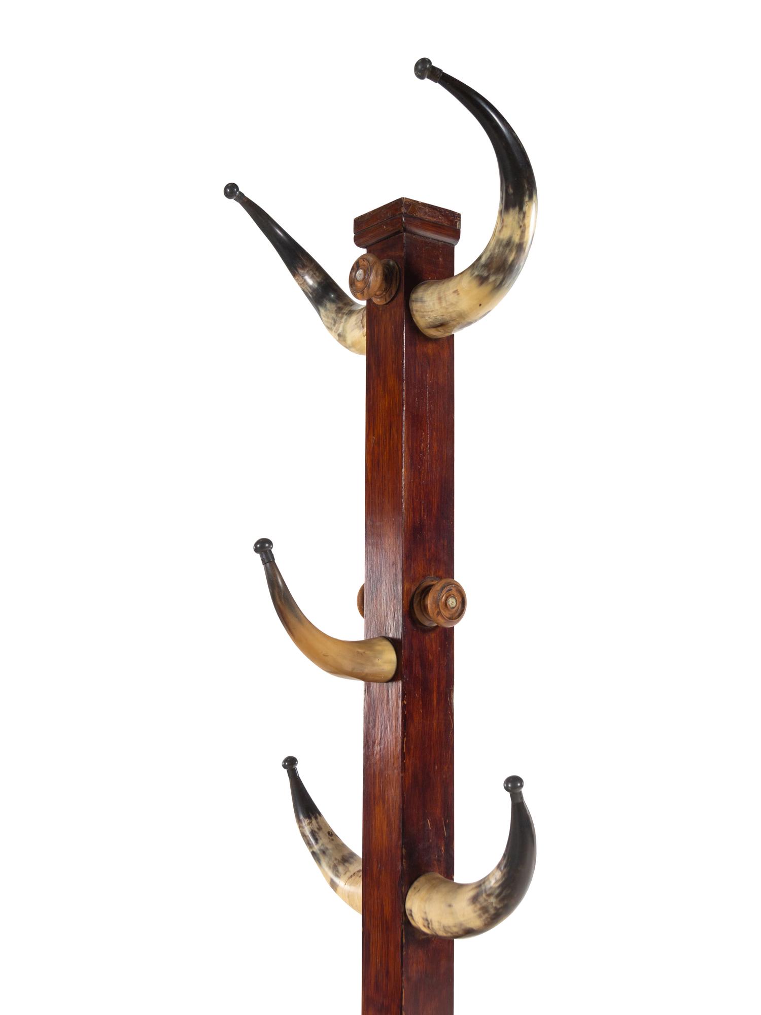 An English Oak and Horn Hall Stand