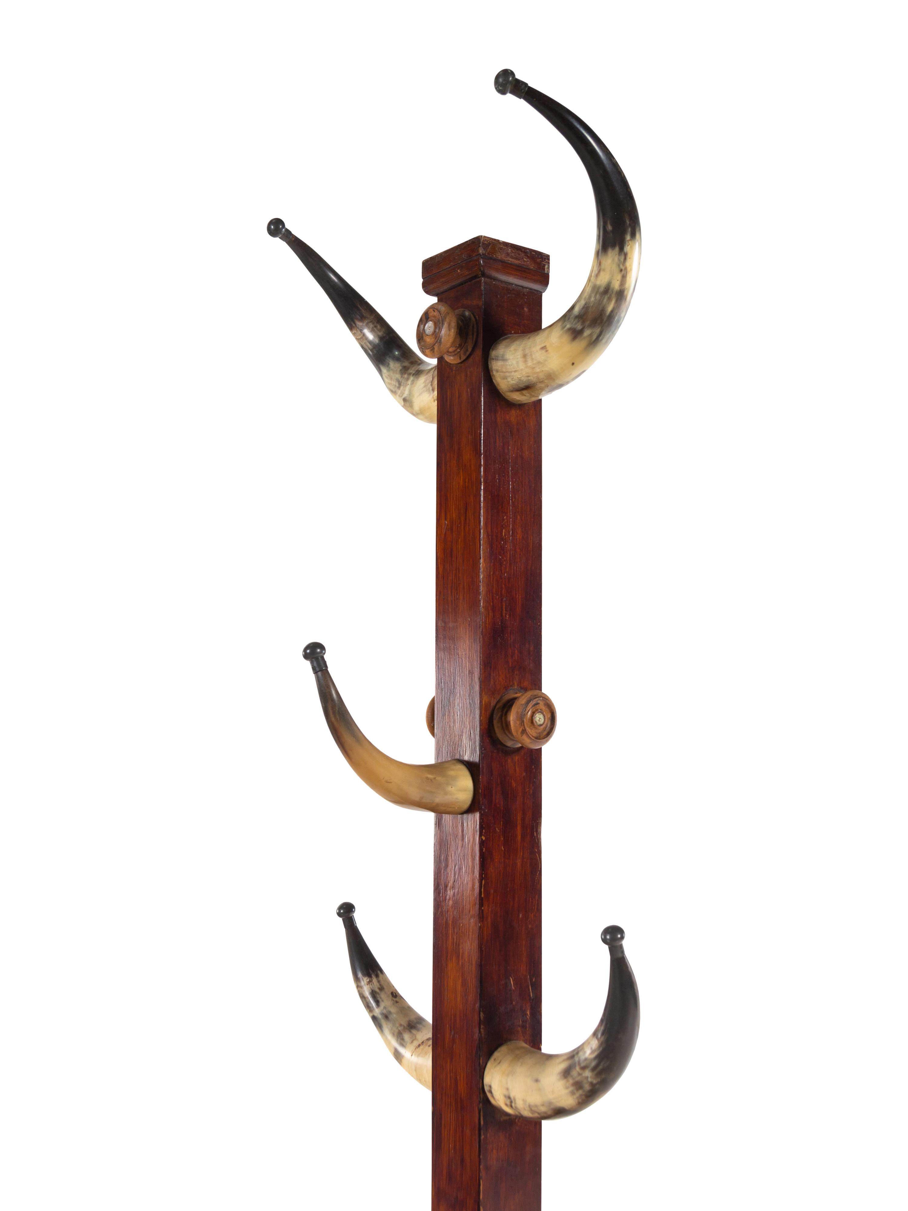 An English Oak and Horn Hall Stand
