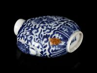 Two Large Blue and White Porcelain Snuff Bottles
