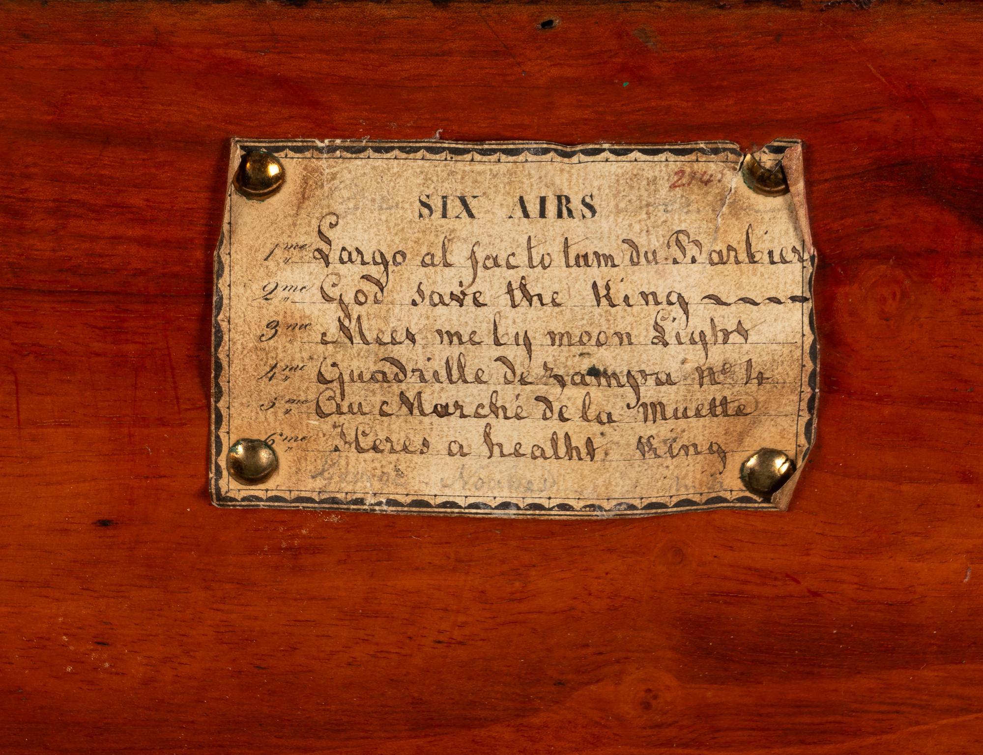 A Six-Air Keywind Music Box