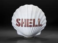 A Shell Milk Glass Clamshell Gas Pump Globe
