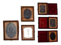 A Group of Six Daguerreotype Portraits in Gilt Frames Largest frame 4 3/4 x 3 3/4 inches. — 19TH CENTURY