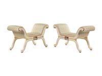 A Pair of Russian Parcel Gilt and White-Painted Window Seats