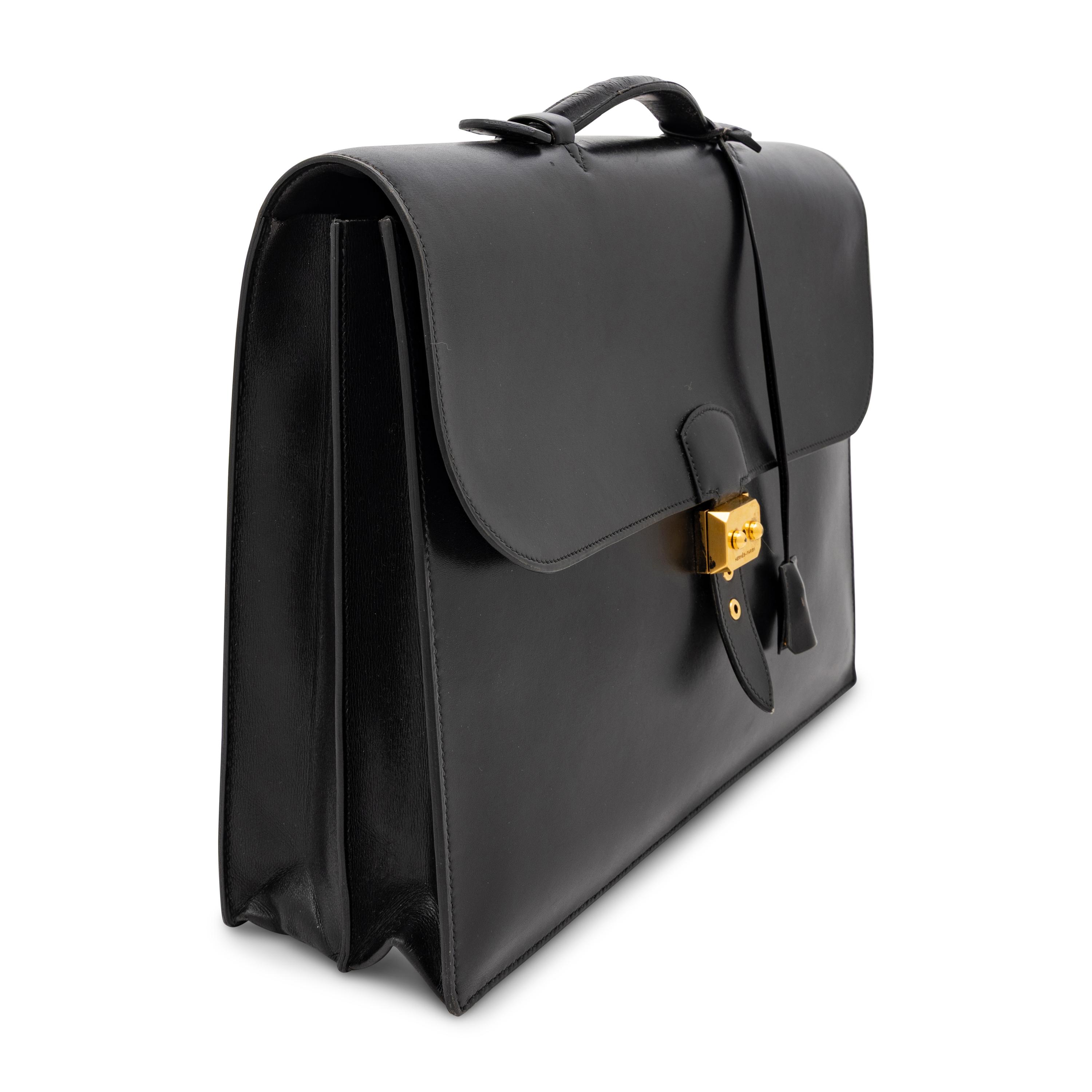 Hermès, Vintage Briefcase in Noir Box Leather