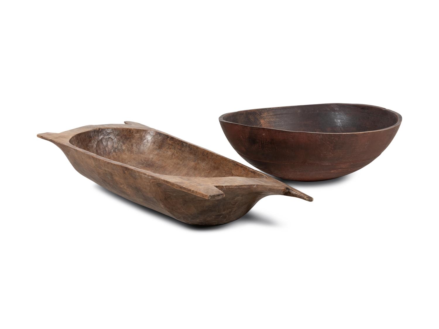 Two Wood Dough Bowls