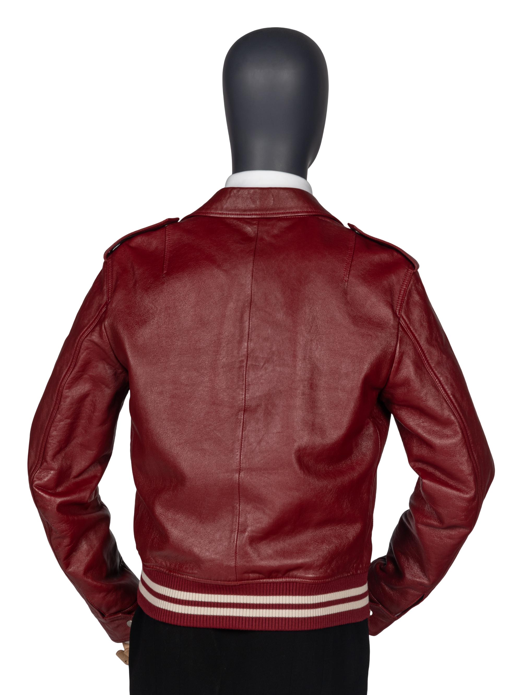 SAINT LAURENT RED LEATHER MOTO JACKET
