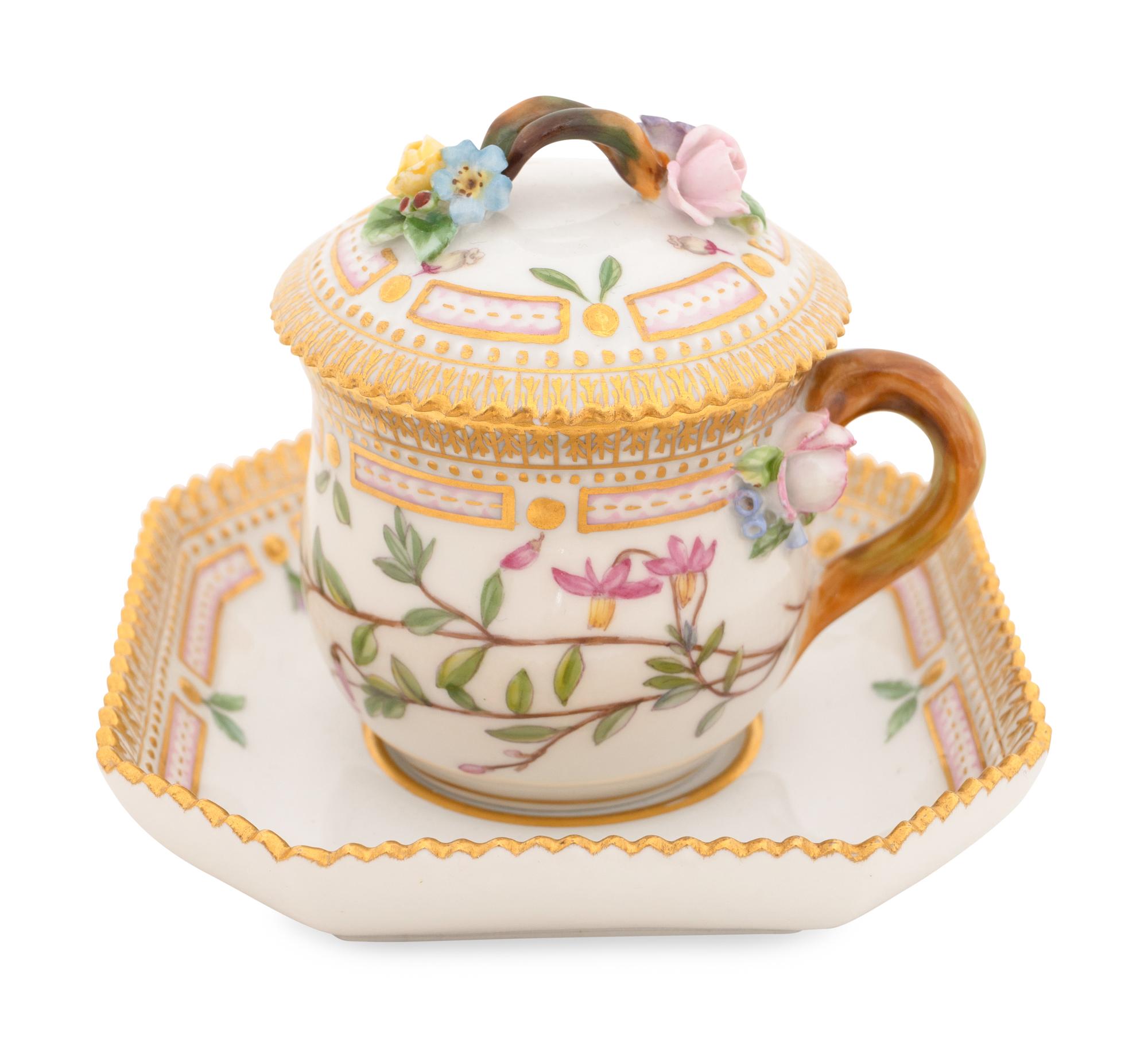 Five Royal Copenhagen Flora Danica Condiment Jars
