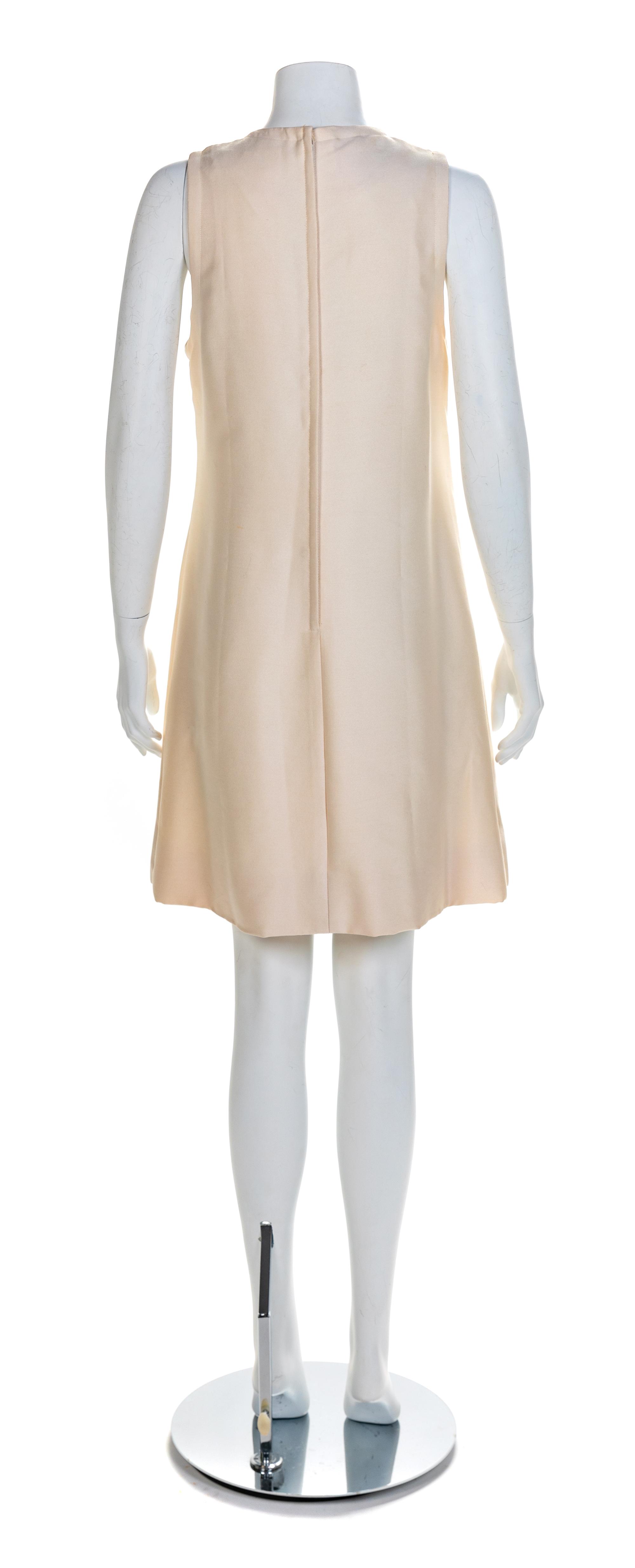 Bonwit Teller Cream Shantung Silk Open Front Dress, 1960s