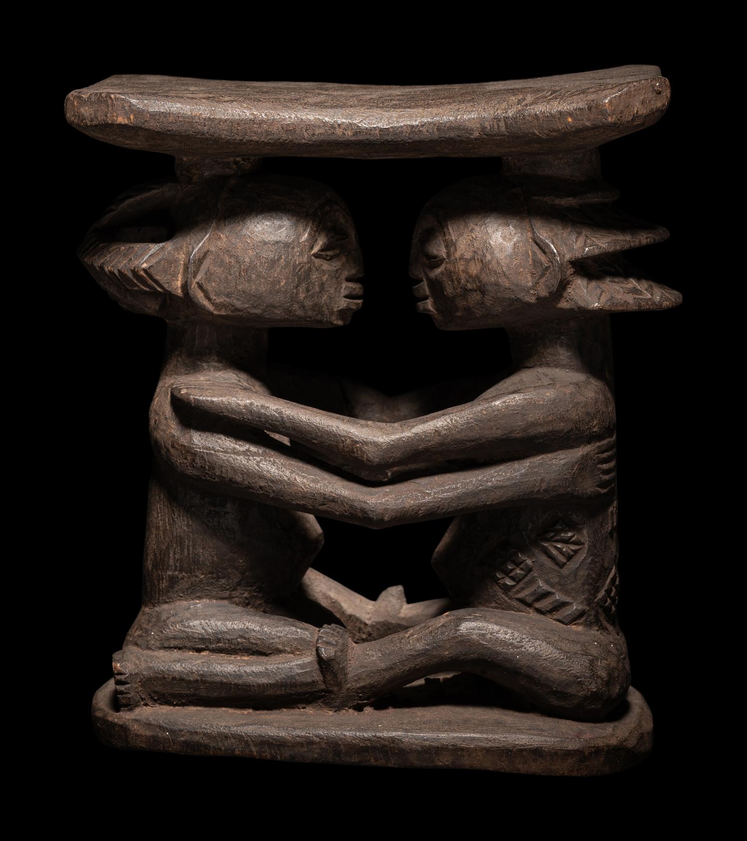 Three African Wood Headrests