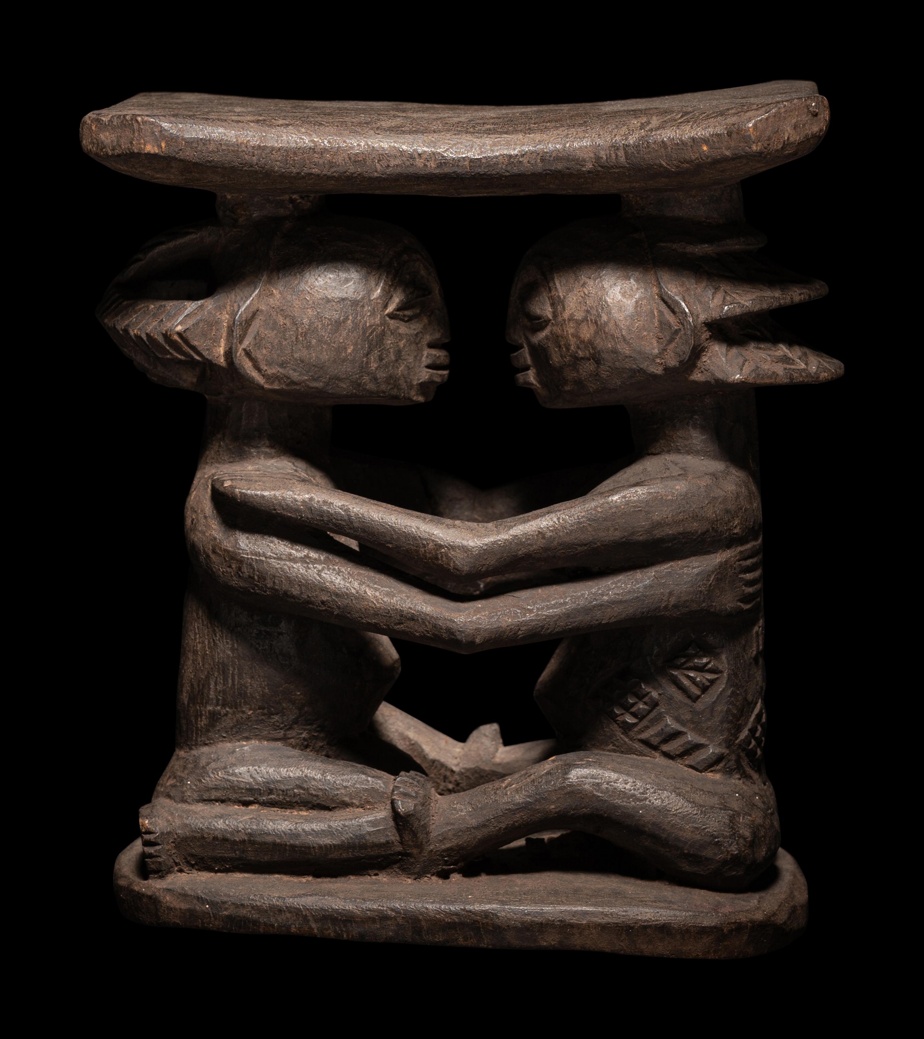 Three African Wood Headrests