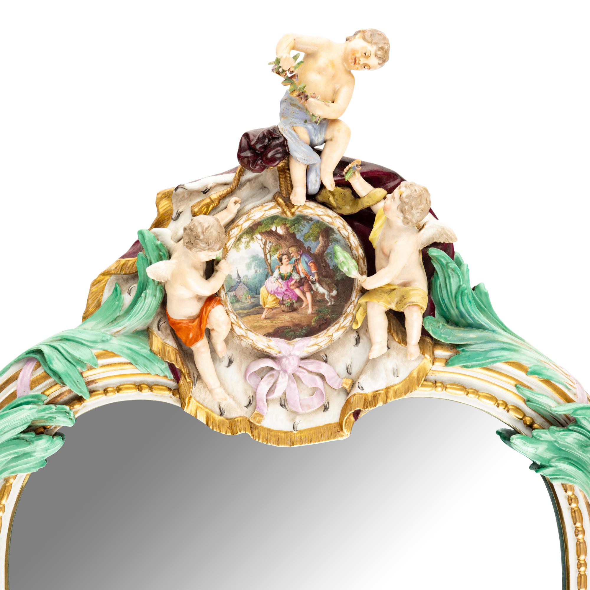 A Meissen Porcelain Mirror