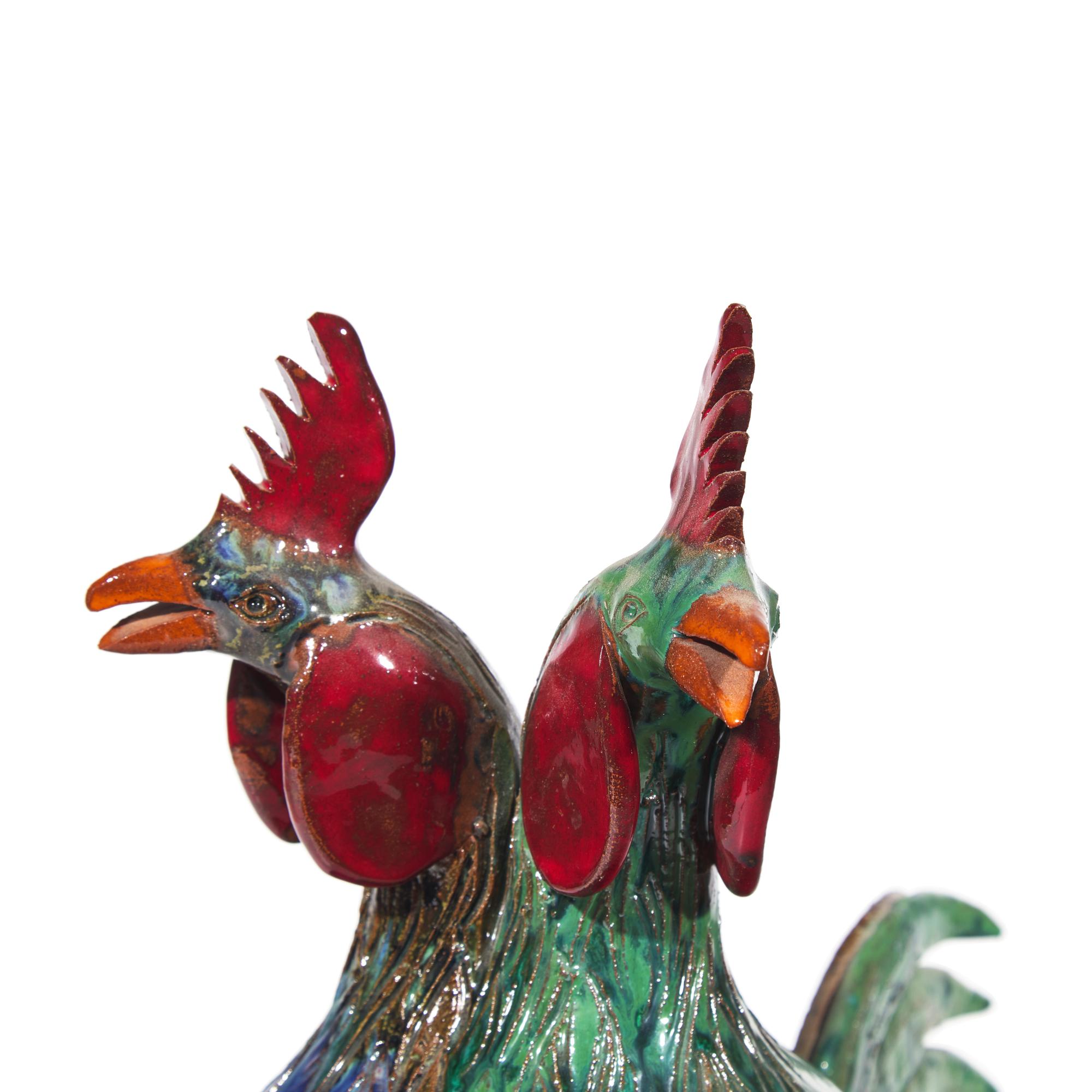 Charlie West, A Glazed Stoneware Work: Two Headed Rooster