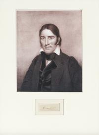 CROCKETT, DAVID ("DAVY") Clipped signature ("Crockett"). Framed with repro. portrait photograph.