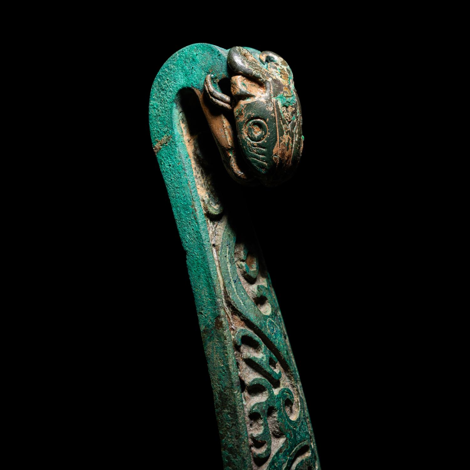Three Chinese Metal Belt Hooks, Warring States-Han Dynasty 戰國-漢 青銅帶鉤三件