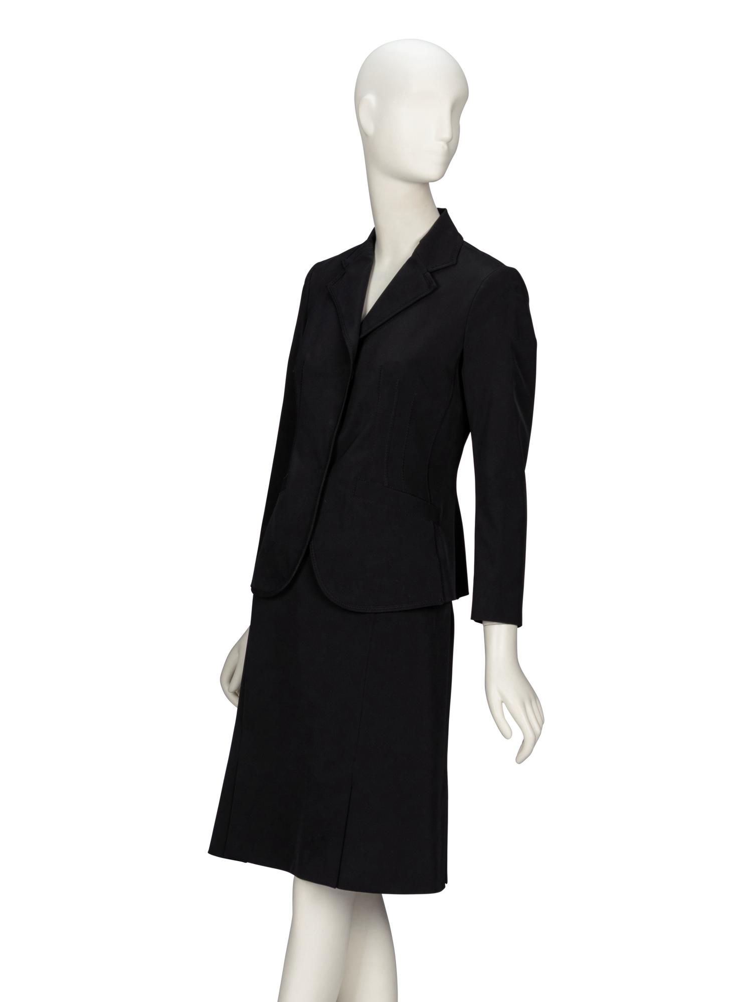 Prada, Black Twill Skirt Suit