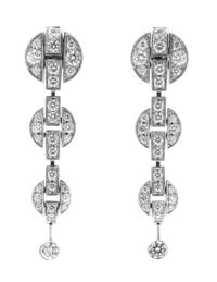 A Pair of 18 Karat White Gold and Diamond "Himalia" Earrings, Cartier, 10.90 dwts.