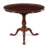 A Chippendale Style Carved, Pierced and Figured Mahogany Tilt-Top Tea Table