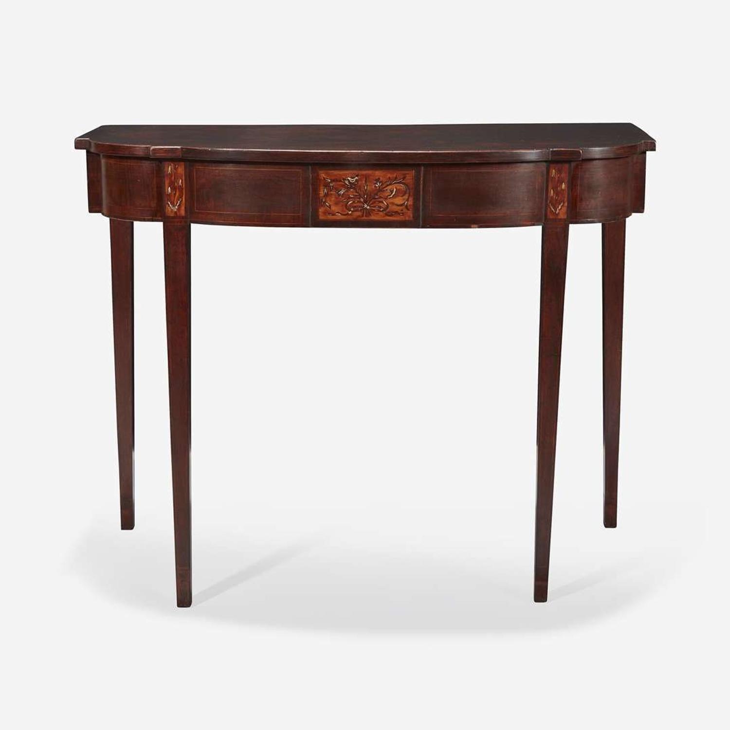 A Federal inlaid and figured mahogany pier table Attributed to Adam Hains (1768-1846), Philadelphia, PA, circa 1800