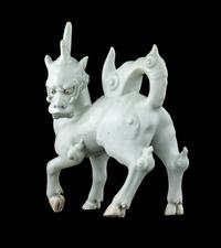 A Japanese White Glazed Porcelain Figure of Kirin