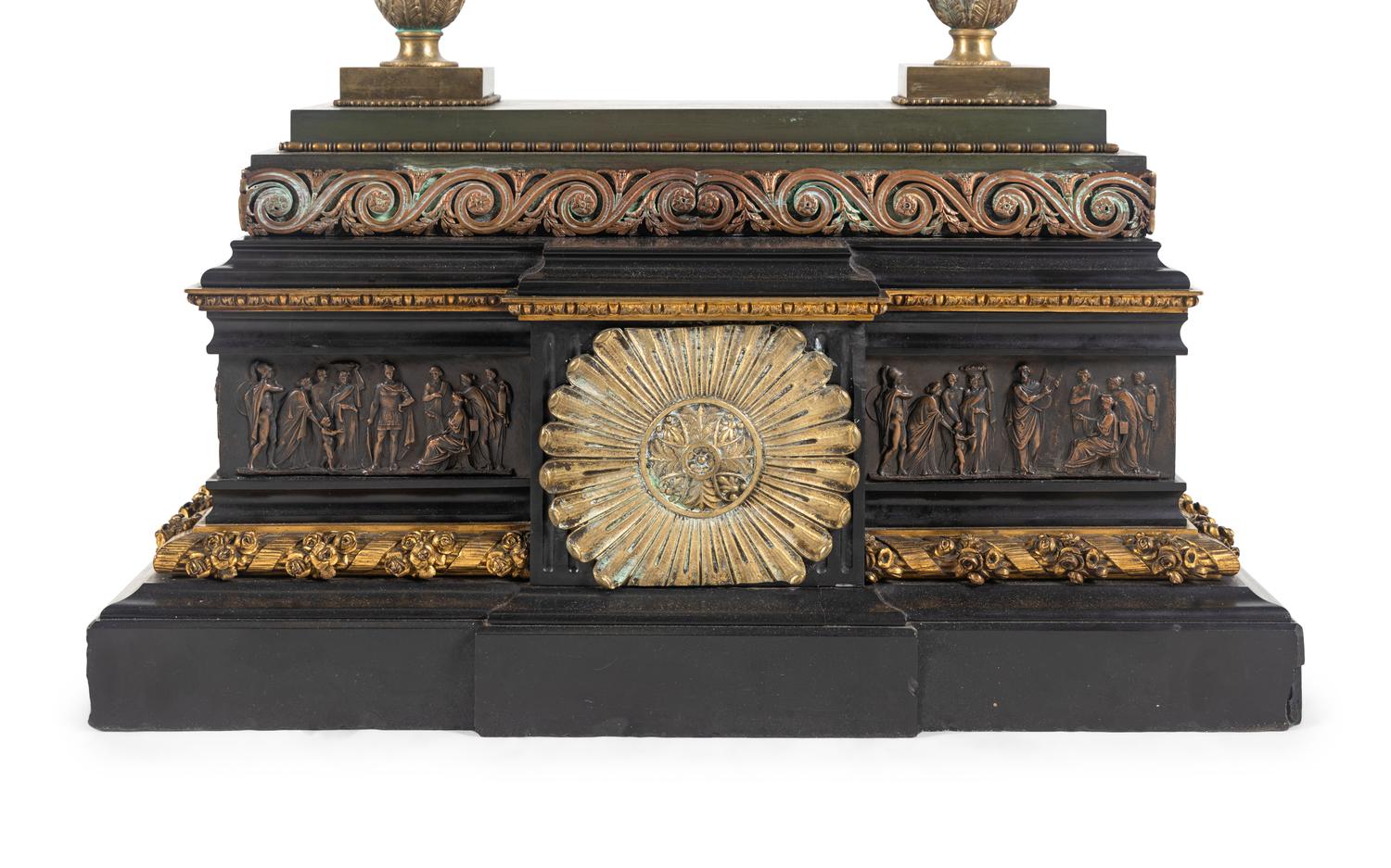 A Large Empire Style Gilt Bronze Mantel Clock