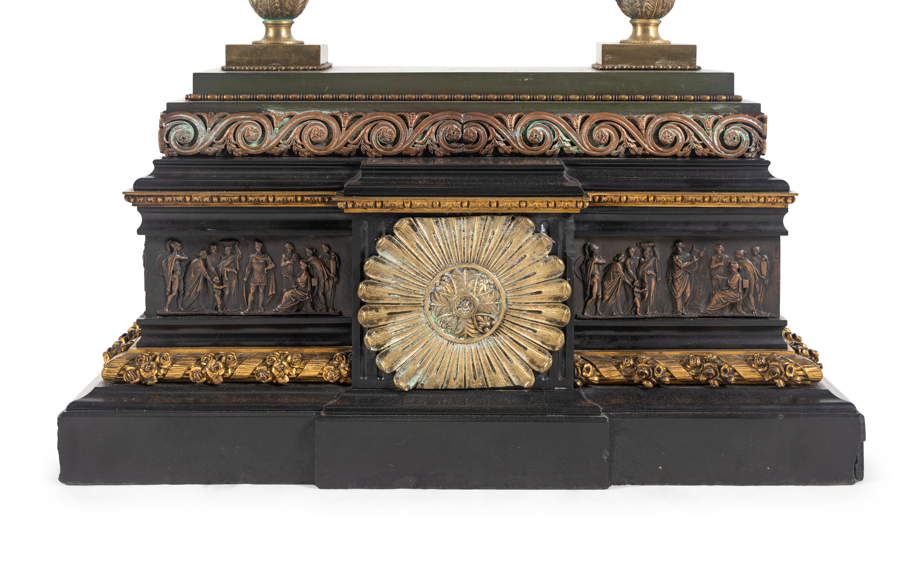A Large Empire Style Gilt Bronze Mantel Clock