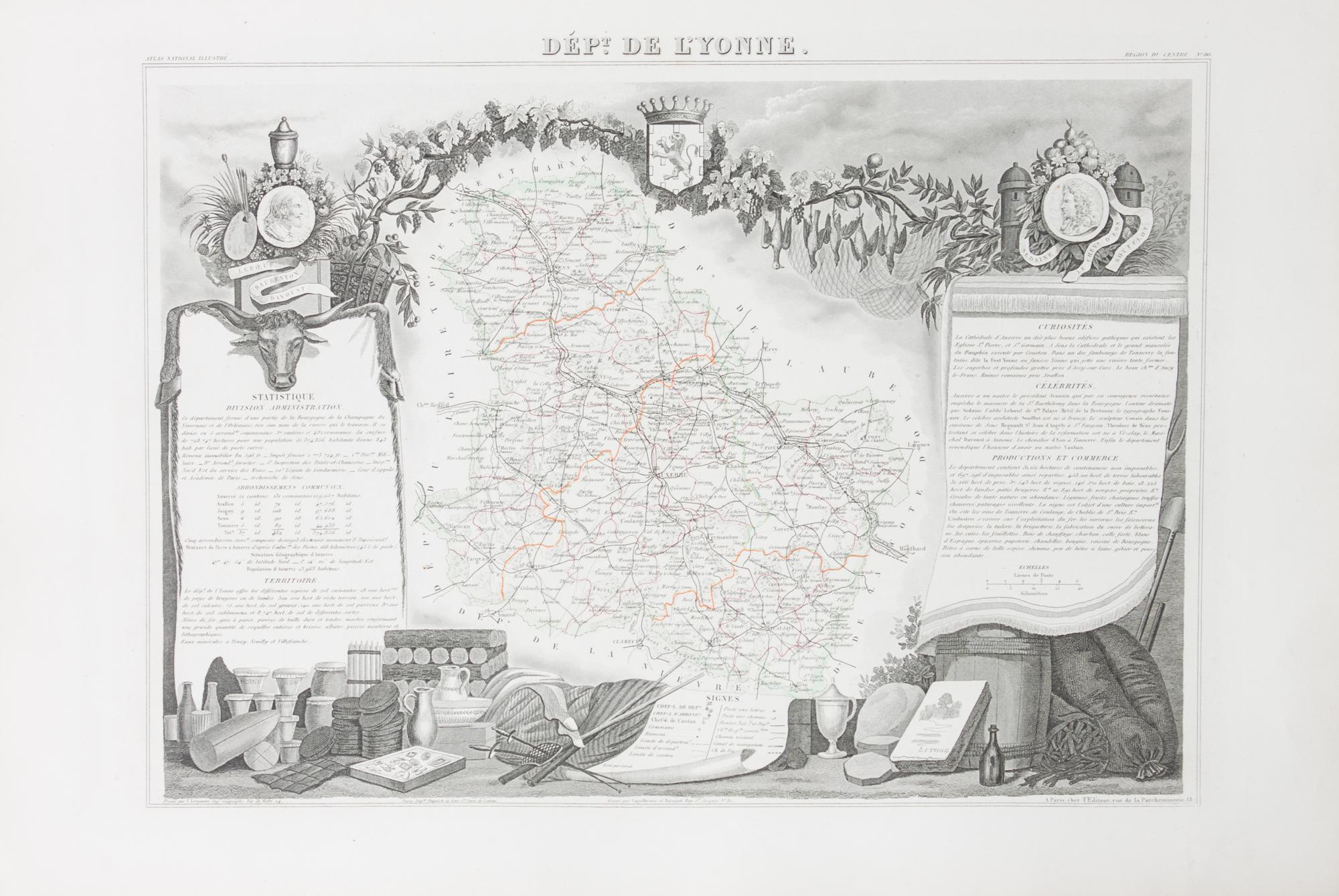 A Collection of Twelve French Engravings, 19TH CENTURY, comprising maps of wine-producing regions from Atlas National Illustre, unframe