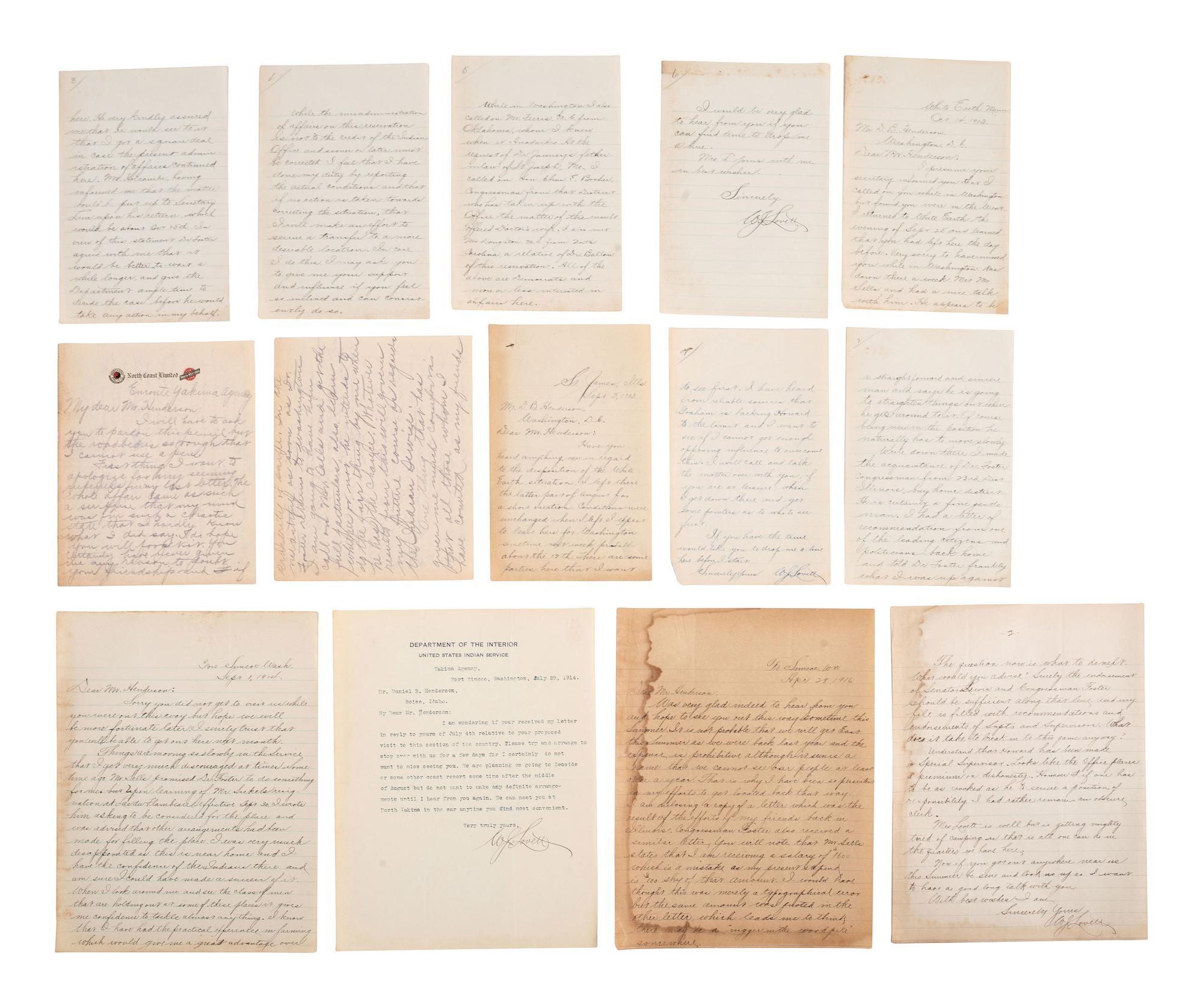 [NATIVE AMERICAN]. Correspondence involving affairs at White Earth Agency, ca early 20th century.